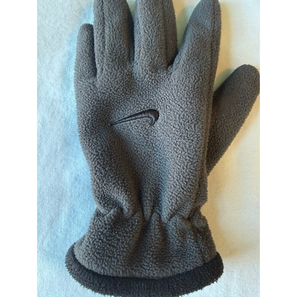 Nike Kids Black Gray Charcoal Fleece Gloves - Picture 5 of 7